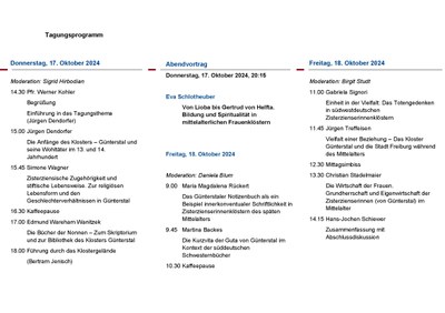 Programm Tagung Günterstal